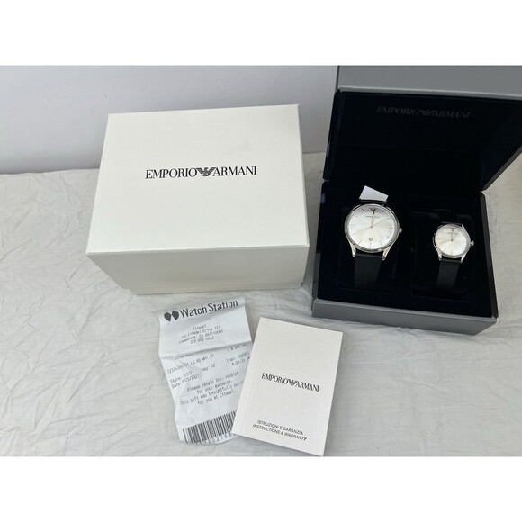 New Emporio Armani Watch Black Leather‎ Gift Set - AR90006 - Picture 4 of 6